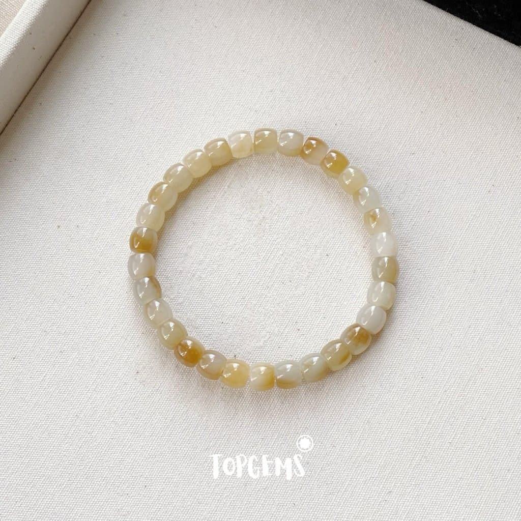 Vòng Tay Chuỗi Mật Ngọc Hoà Điền Tự Nhiên 8 Li TOPGEMS - SHIP HOẢ TỐC TẶNG KÈM HỘP