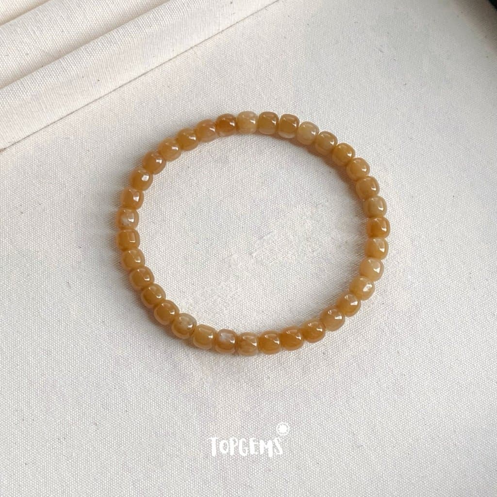 Vòng Tay Chuỗi Mật Ngọc Hoà Điền Tự Nhiên 8 Li TOPGEMS - SHIP HOẢ TỐC TẶNG KÈM HỘP VA111 - Ảnh bìa
