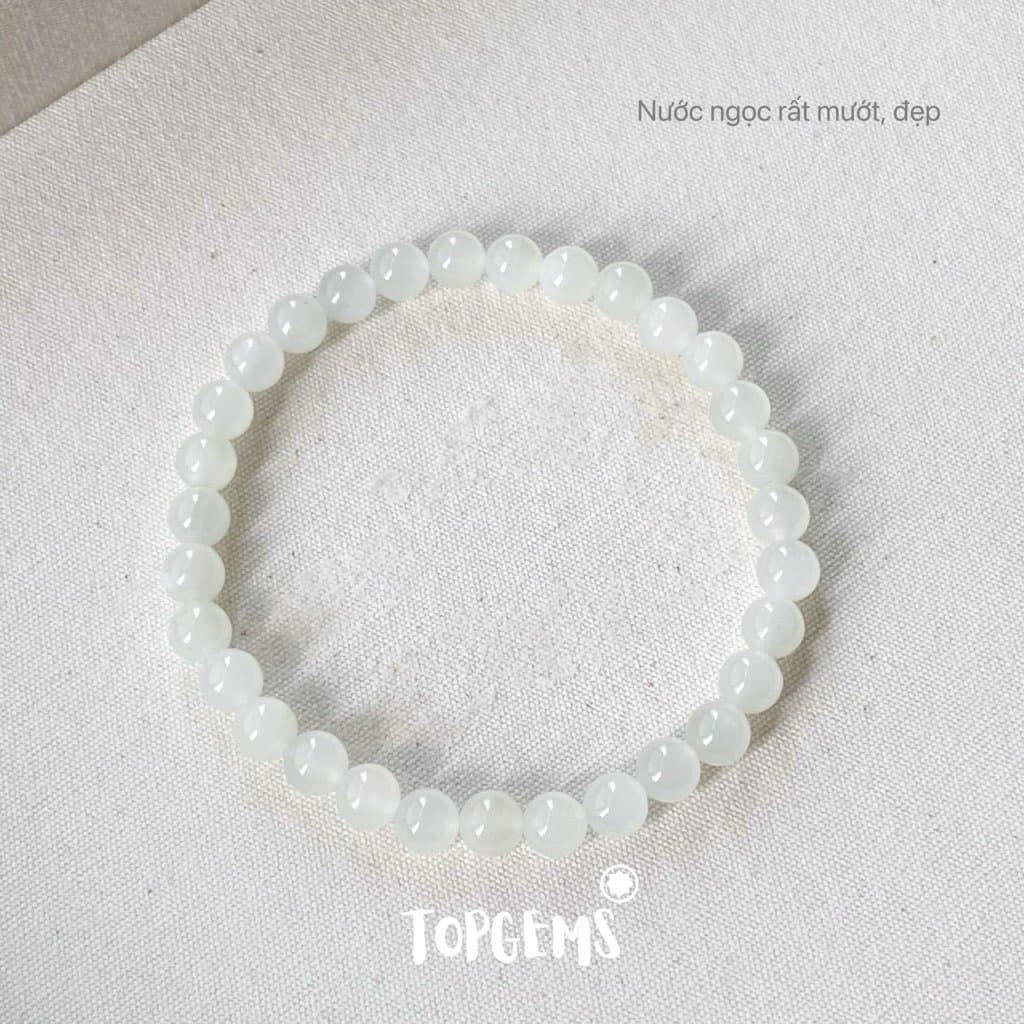 Vòng Tay Chuỗi Ngọc Hoà Điền Tự Nhiên Bạch Ngọc 6mm TOPGEMS - SHIP HOẢ TỐC TẶNG KÈM HỘP VA290 - Ảnh bìa