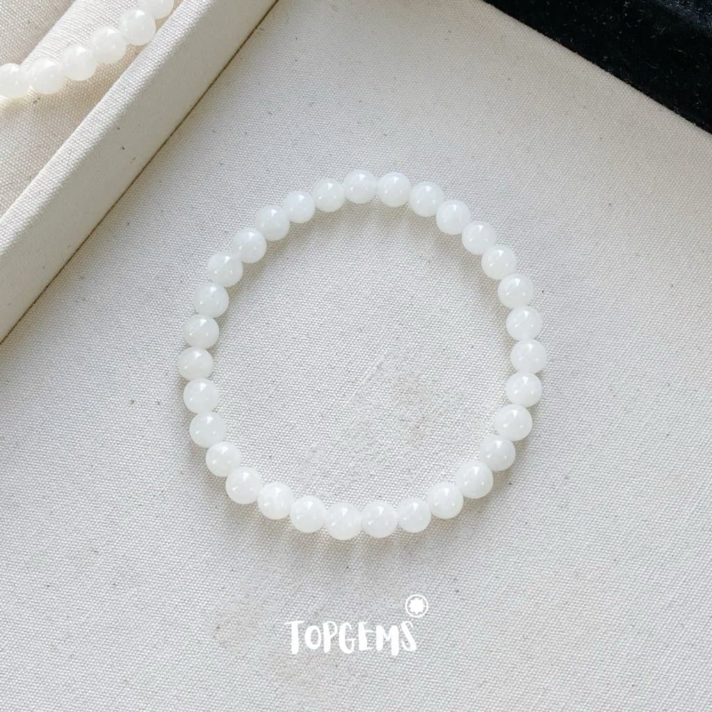 Vòng Tay Chuỗi Ngọc Hoà Điền Tự Nhiên Bạch Ngọc 6mm TOPGEMS - SHIP HOẢ TỐC TẶNG KÈM HỘP
