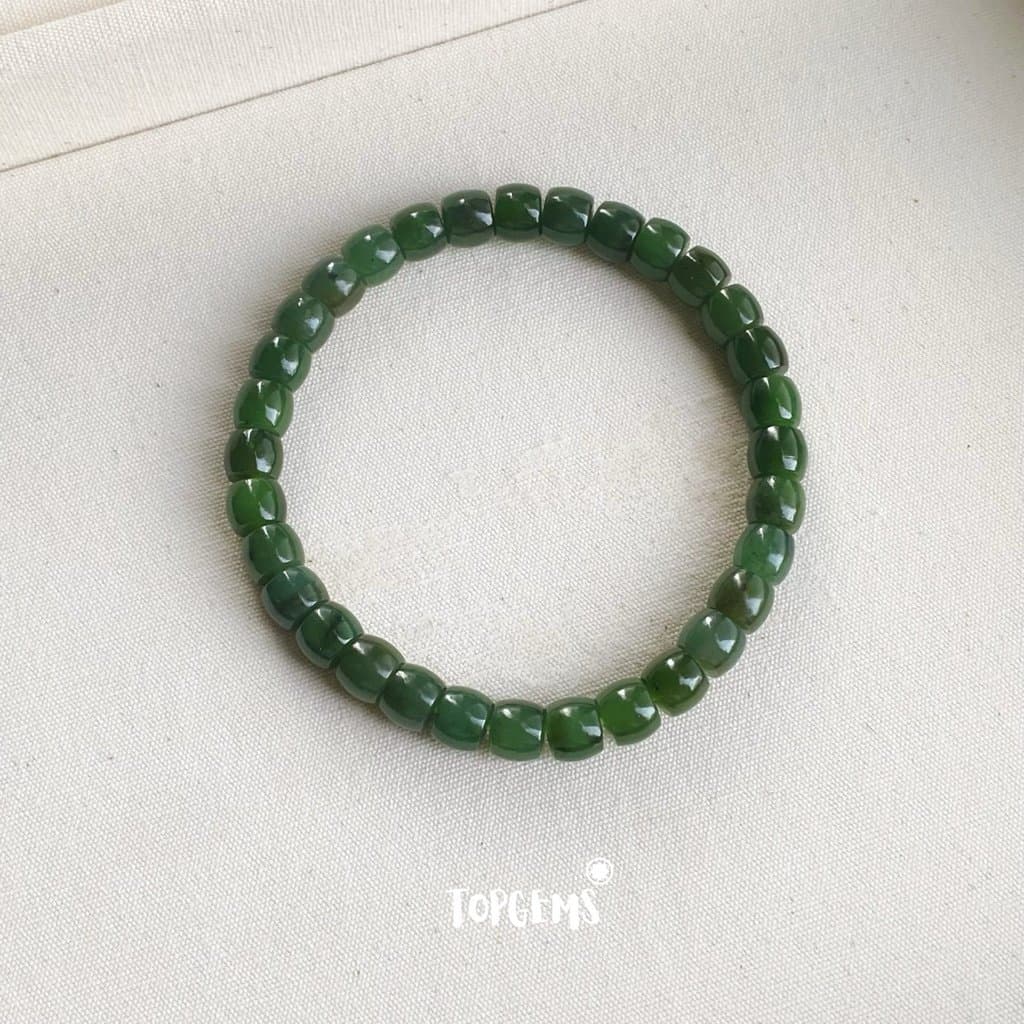 Vòng Tay Chuỗi Ngọc Hoà Điền Ngọc Bích Tự Nhiên 6 Li Đến 8 Li, Vòng Chuỗi Ngọc Nhập Môn TOPGEMS - SHIP HOẢ TỐC VA220 - Ảnh bìa