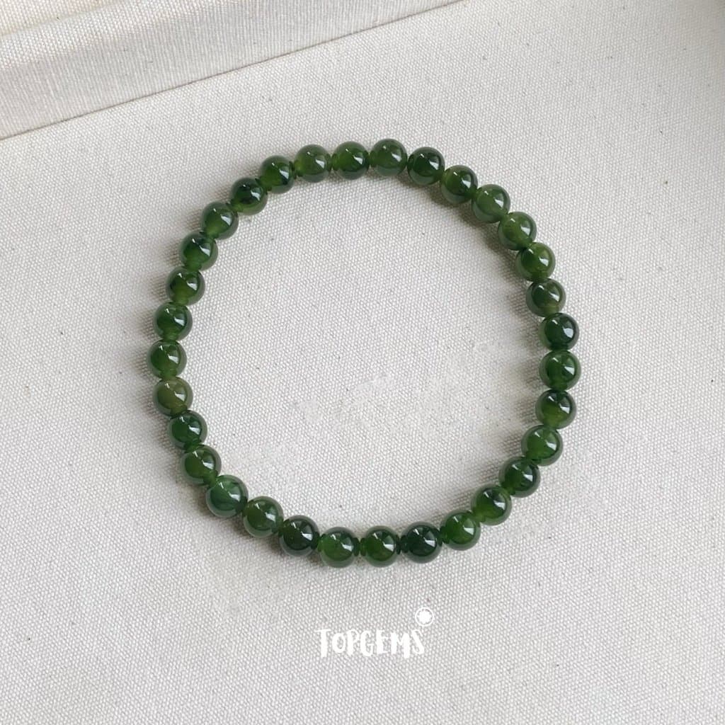 Vòng Chuỗi Ngọc Hoà Điền Tự Nhiên Ngọc Bích 6mm Khoáng Già Hàng Đẹp Nước Ngọc Trong TOPGEMS - SHIP HOẢ TỐC TẶNG KÈM HỘP VA003 - Ảnh bìa