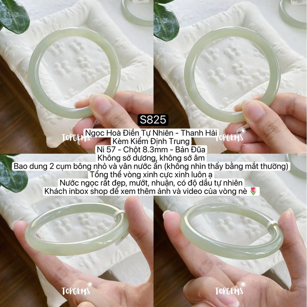 Tổng Hợp Vòng Bản Ngọc Hoà Điền Tự Nhiên Hàng Đẹp TOPGEMS Vòng Bản Đũa Vòng Bản Hẹ Vòng Dingdang S825 - Ảnh bìa