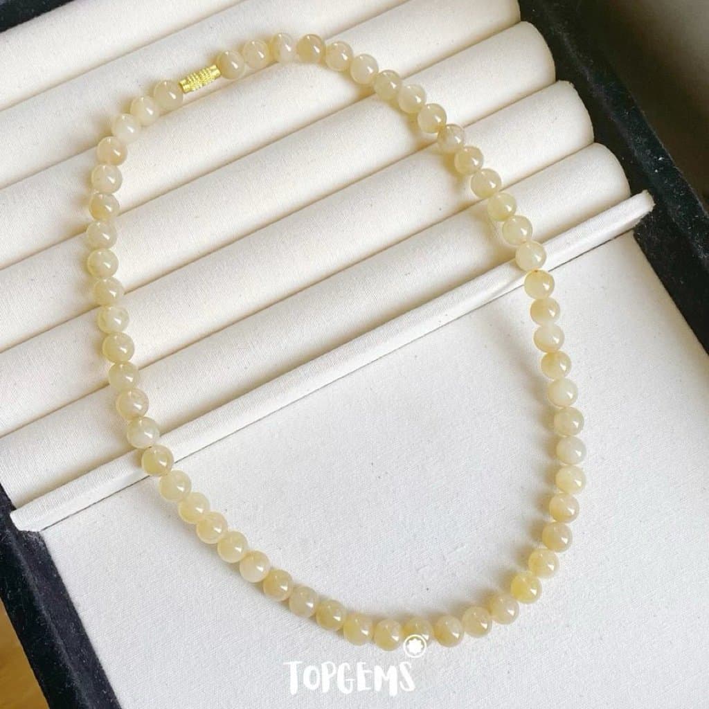 Vòng Tay Chuỗi Mật Ngọc Hoà Điền Tự Nhiên 8 Li TOPGEMS - SHIP HOẢ TỐC TẶNG KÈM HỘP