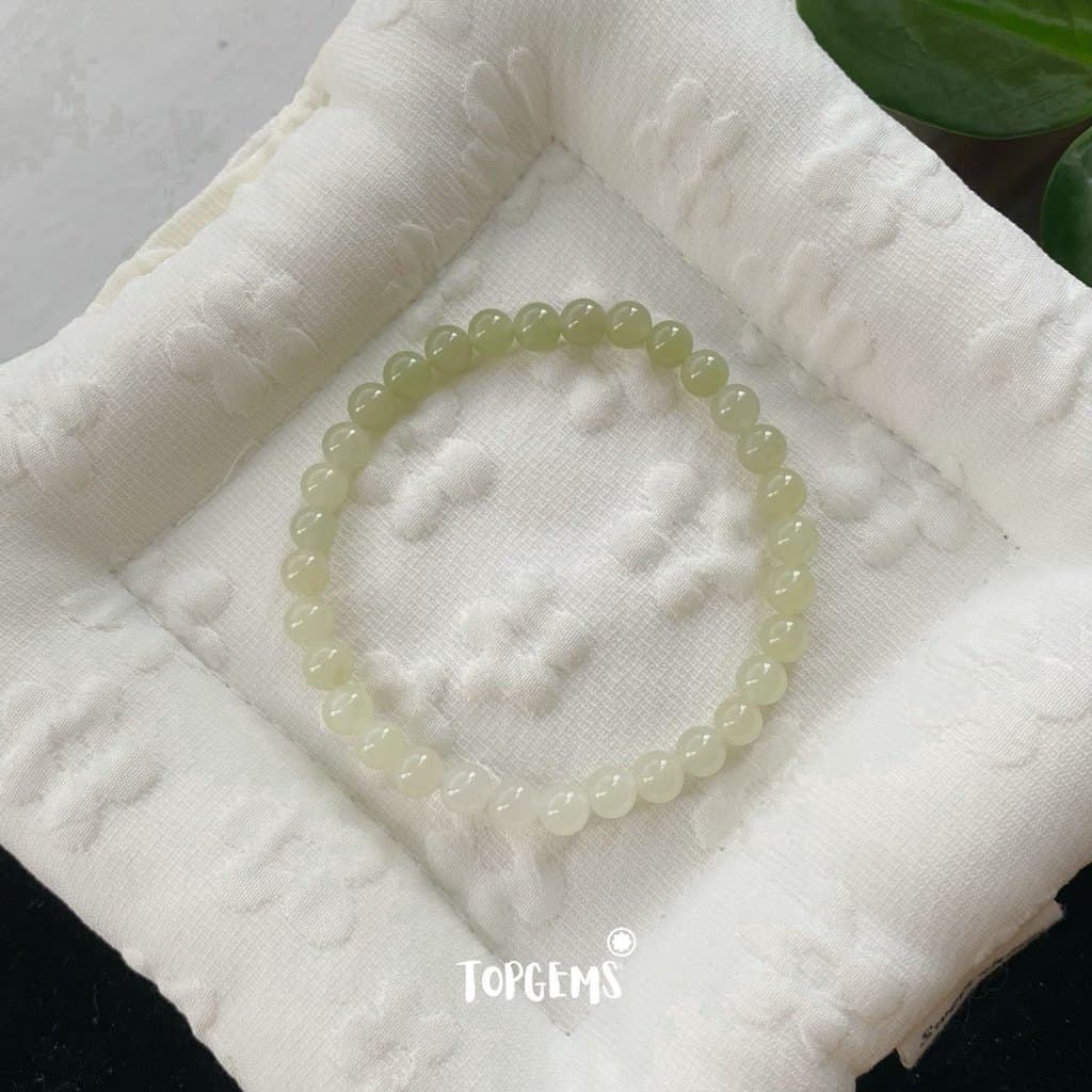 Chuỗi Vòng Tay Ngọc Hoà Điền Tự Nhiên Thanh Hải Thanh Thuỷ 8 Li Nước Ngọc Trong Mướt TOPGEMS - SHIP HOẢ TỐC CÓ TẶNG HỘP
