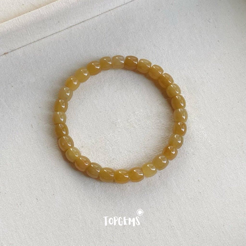 Chuỗi Vòng Tay Ngọc Hoà Điền Mật Tự Nhiên 6-7 Li TOPGEMS VA104 - Ảnh bìa