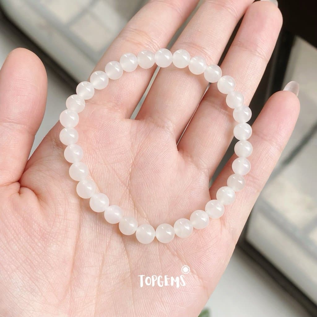 Vòng Tay Chuỗi Ngọc Hoà Điền Tự Nhiên Bạch Ngọc 6mm TOPGEMS - SHIP HOẢ TỐC TẶNG KÈM HỘP VA028 - Ảnh bìa