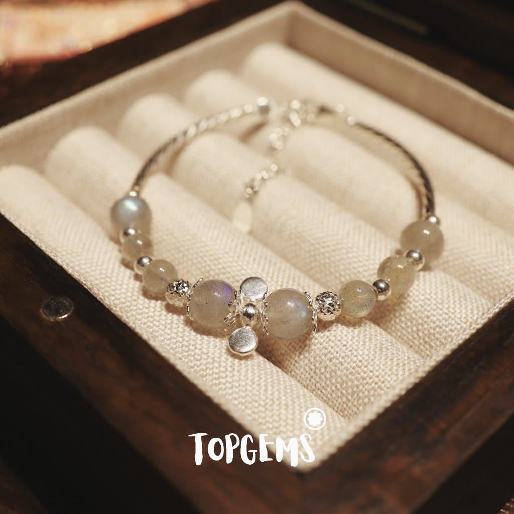 Vòng Tay Đá Mặt Trăng Labradorite - Vòng Đá Phong Thủy Chiêu Tài, Cân Bằng Năng Lượng V633A - Ảnh bìa