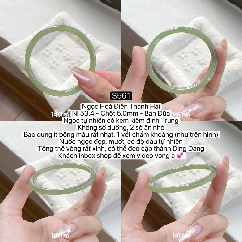 Tổng Hợp Vòng Bản Ngọc Hoà Điền Tự Nhiên Hàng Đẹp TOPGEMS Vòng Bản Đũa Vòng Bản Hẹ Vòng Dingdang Ngọc Hoà Điền Tự Nhiên S561 - Ảnh bìa