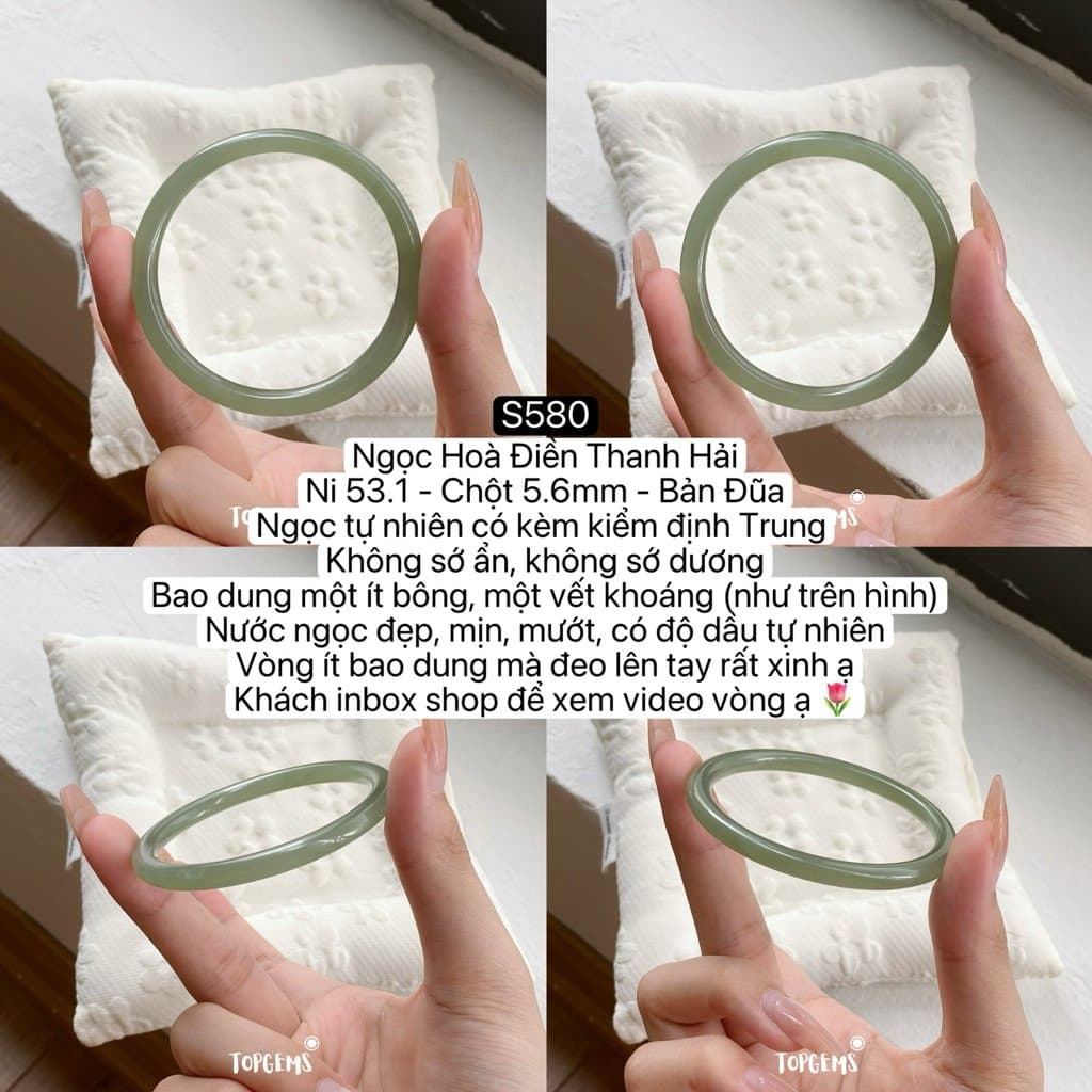 Tổng Hợp Vòng Bản Ngọc Hoà Điền Tự Nhiên TOPGEMS Vòng Nhập Môn Phúc Lợi Vòng Bản Hẹ Vòng Bản Đũa Ngọc Hoà Điền Tự Nhiên S580 - Ảnh bìa