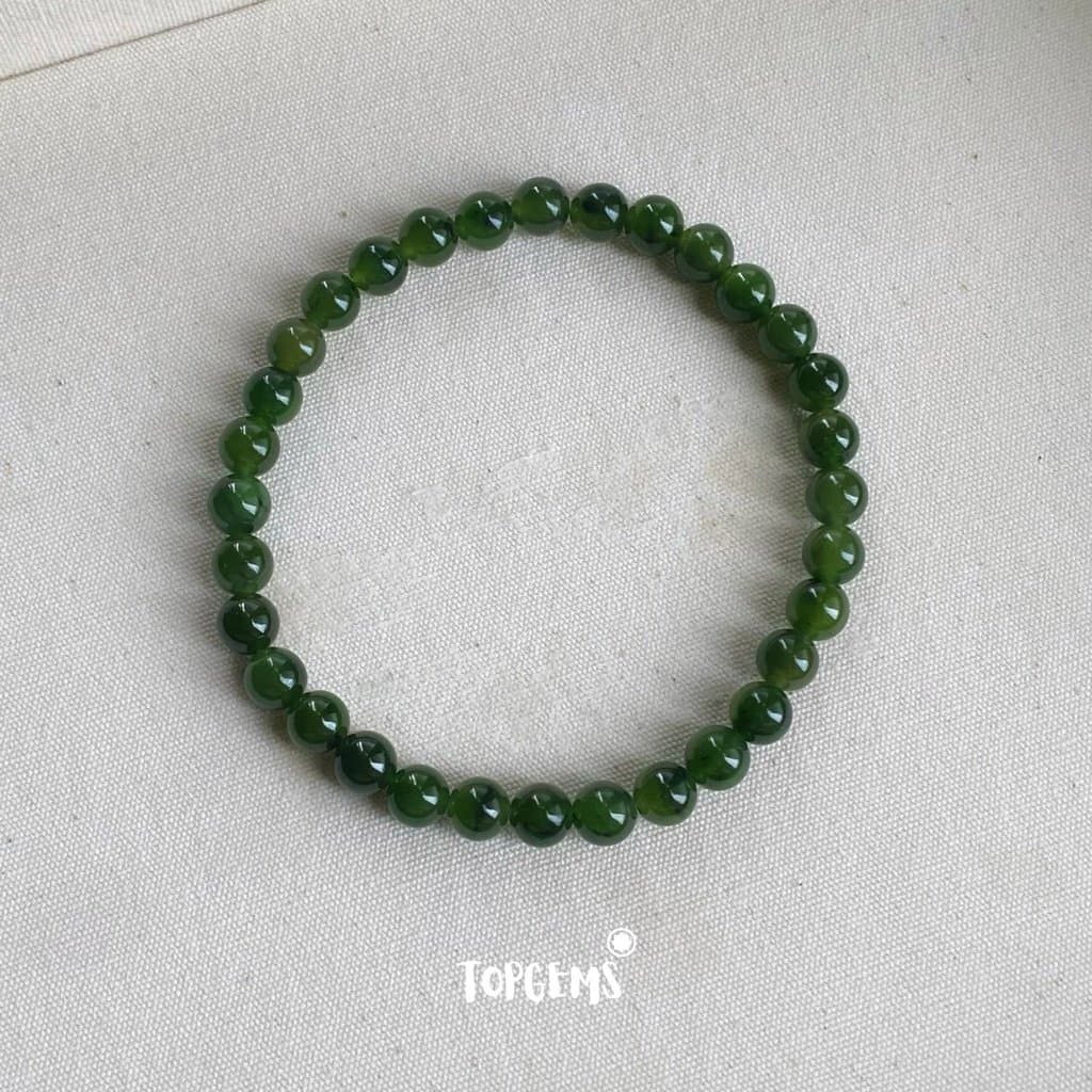 Vòng Chuỗi Ngọc Hoà Điền Tự Nhiên Ngọc Bích 6mm Khoáng Già Hàng Đẹp Nước Ngọc Trong TOPGEMS - SHIP HOẢ TỐC TẶNG KÈM HỘP VA002 - Ảnh bìa