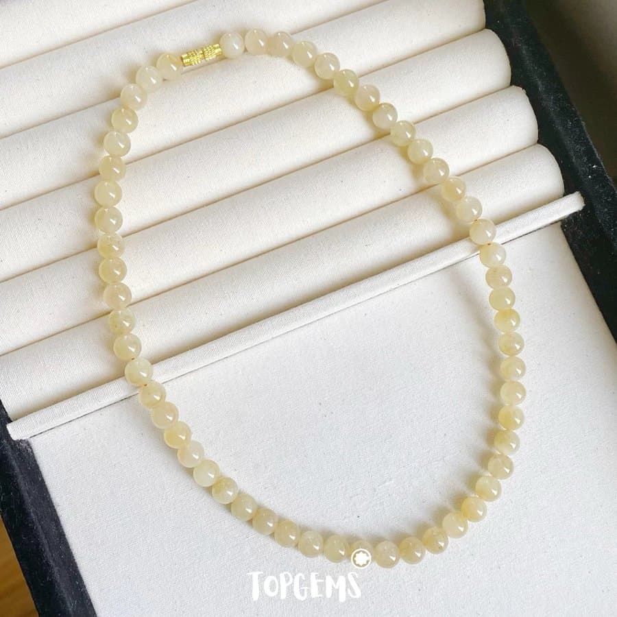 Vòng Tay Chuỗi Mật Ngọc Hoà Điền Tự Nhiên 8 Li TOPGEMS - SHIP HOẢ TỐC TẶNG KÈM HỘP